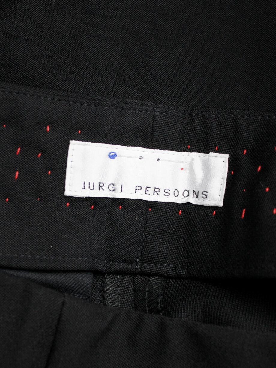Jurgi Persoons black loose trousers with red stitched waistband and spiral waist fall 1999 (1)