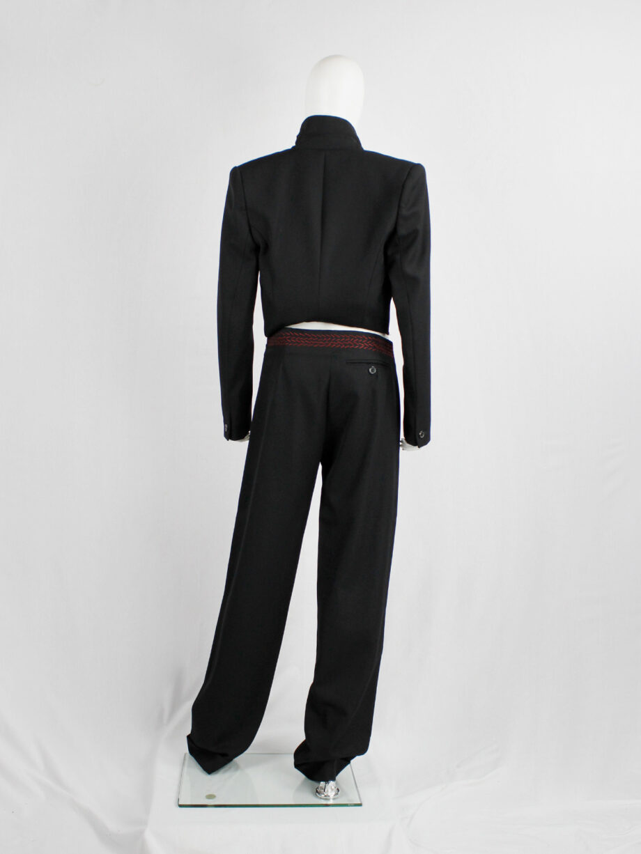 Jurgi Persoons black loose trousers with red stitched waistband and spiral waist fall 1999 (11)
