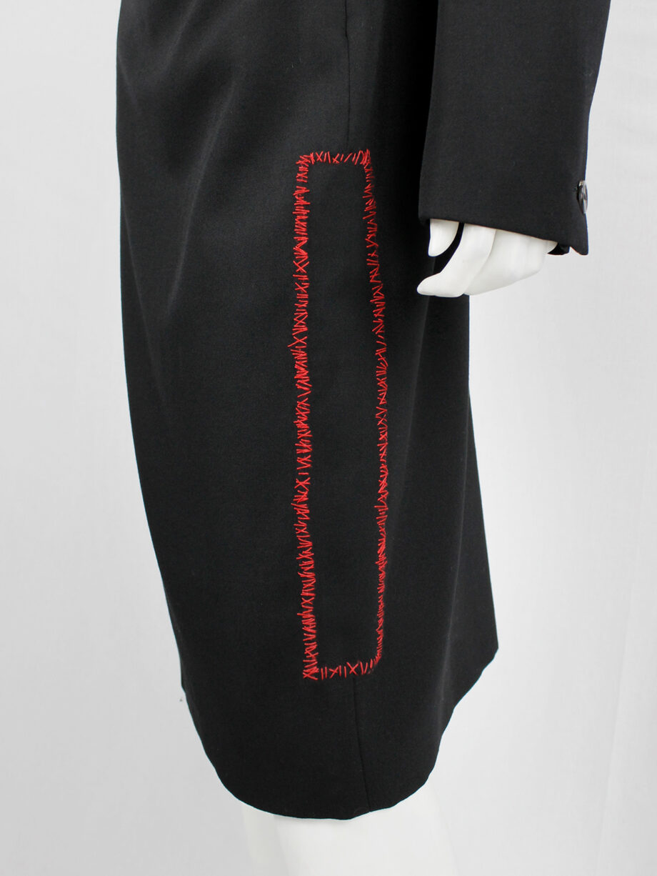 Jurgi Persoons black skirt with red stitched rectangular panel and spiral waist fall 1999 (5)