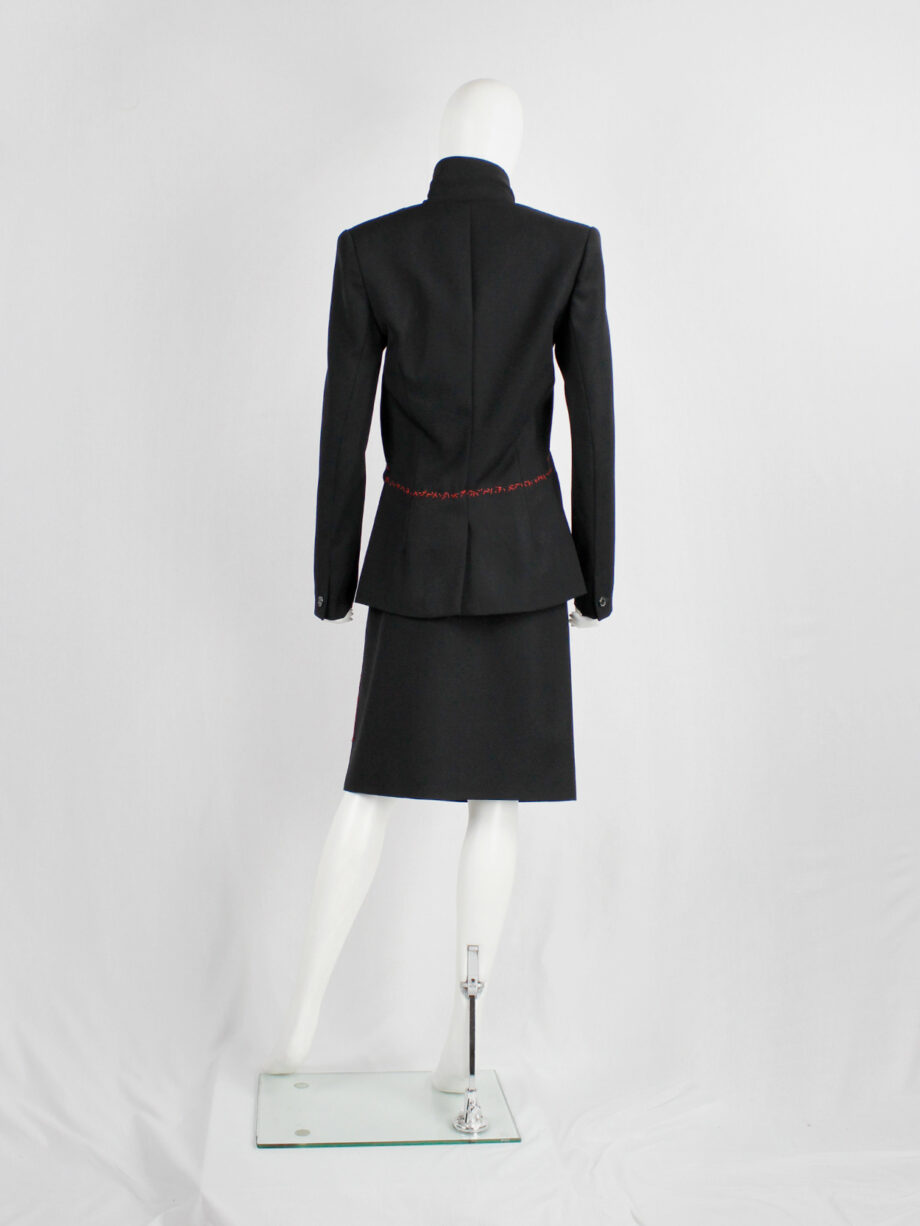 Jurgi Persoons black skirt with red stitched rectangular panel and spiral waist fall 1999 (9)