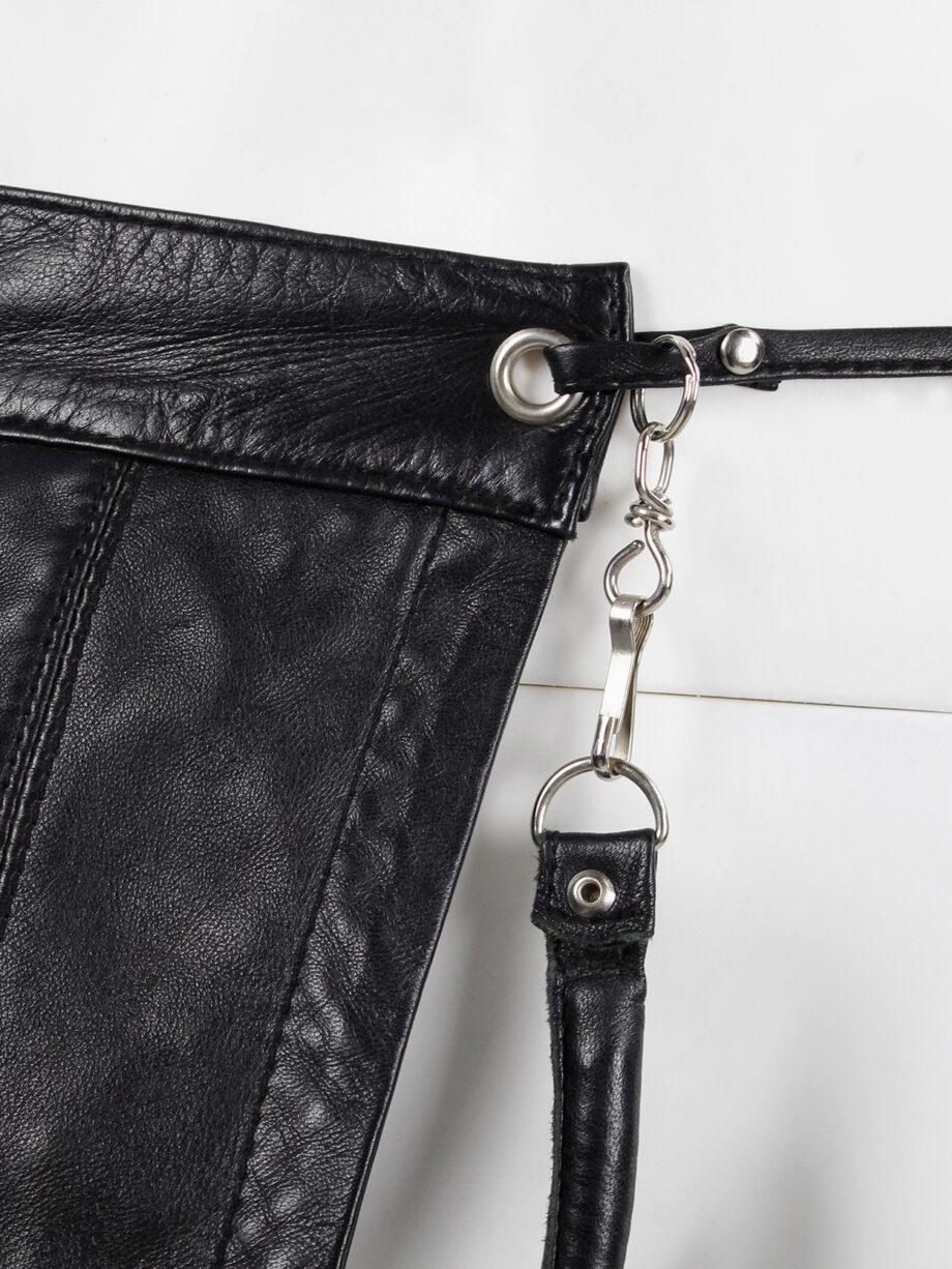 Lieve Van Gorp black leather fanny pack or shoulder bag with trouser pocket 1990s 90s (16)
