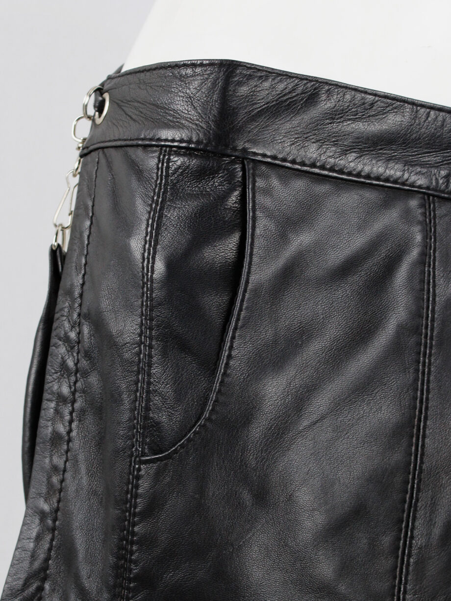 Lieve Van Gorp black leather fanny pack or shoulder bag with trouser pocket 1990s 90s (18)