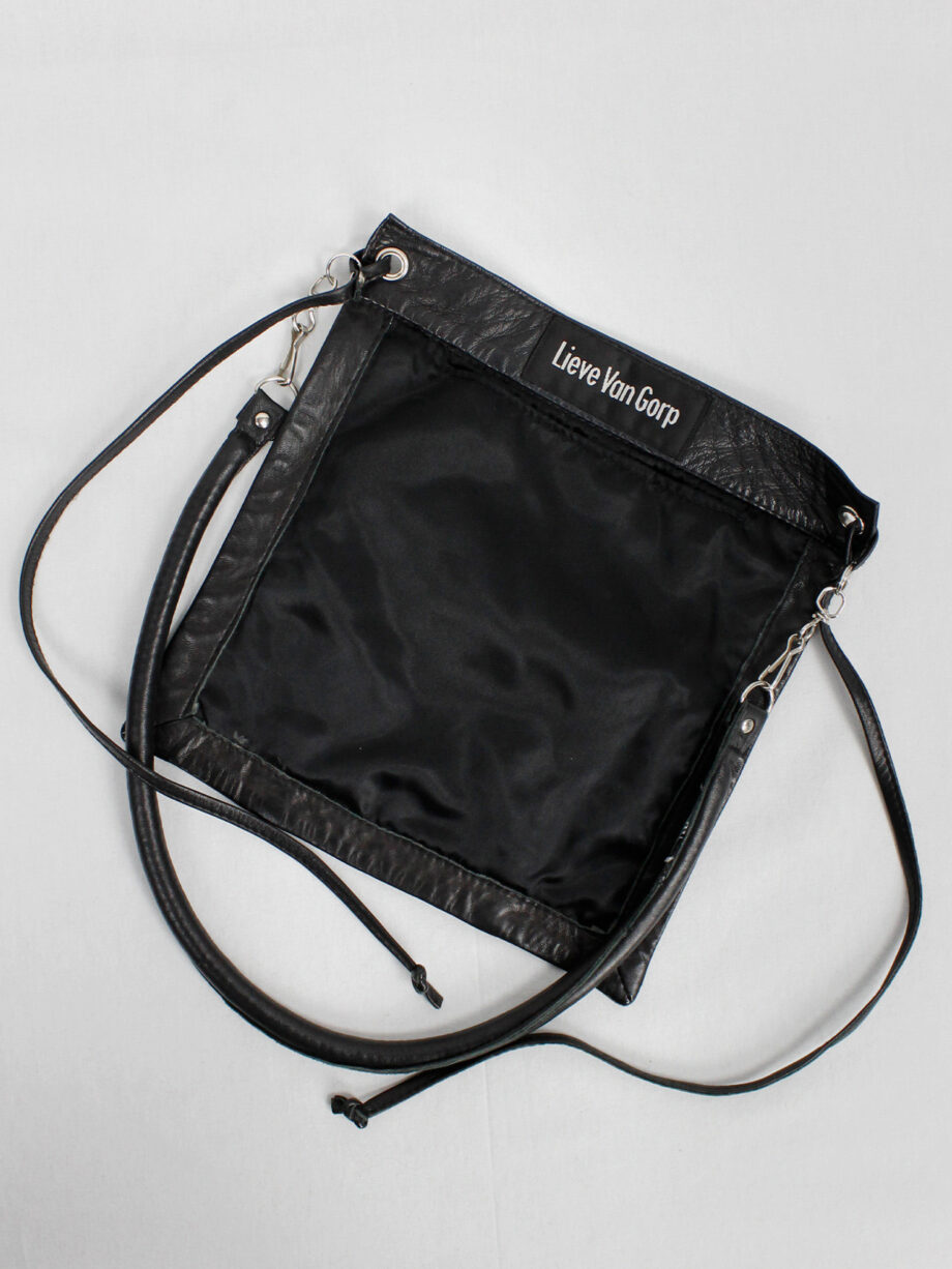 Lieve Van Gorp black leather fanny pack or shoulder bag with trouser pocket 1990s 90s (3)