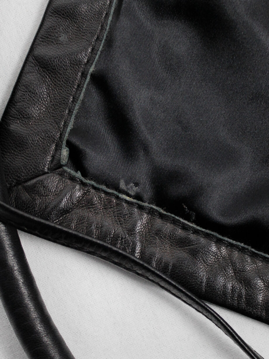 Lieve Van Gorp black leather fanny pack or shoulder bag with trouser pocket 1990s 90s (5)