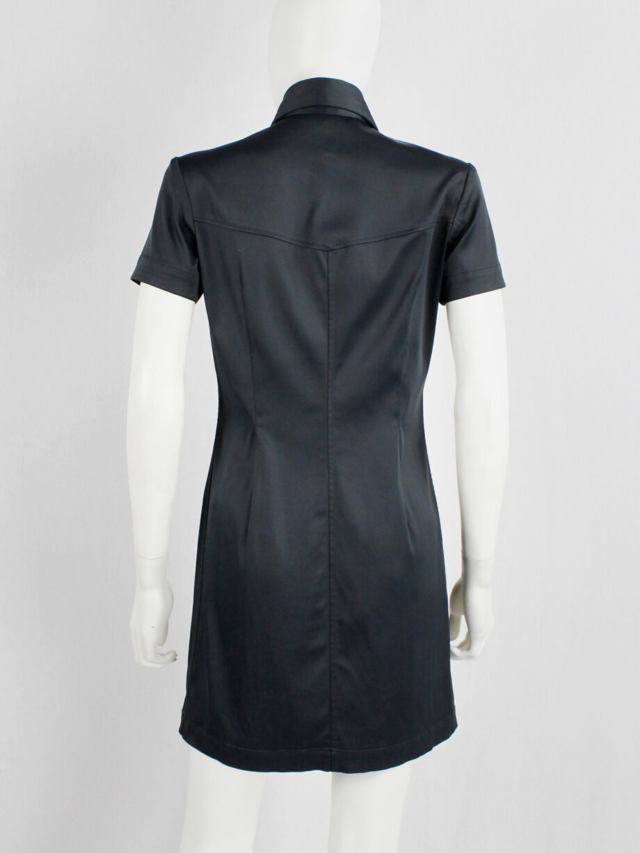 Lieve Van Gorp black short tailored shirtdress with high collar 1990s 90s (2)