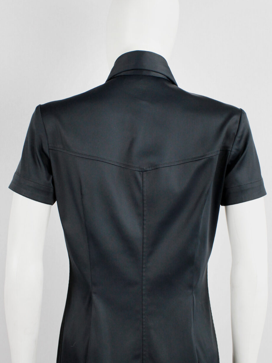 Lieve Van Gorp black short tailored shirtdress with high collar 1990s 90s (3)