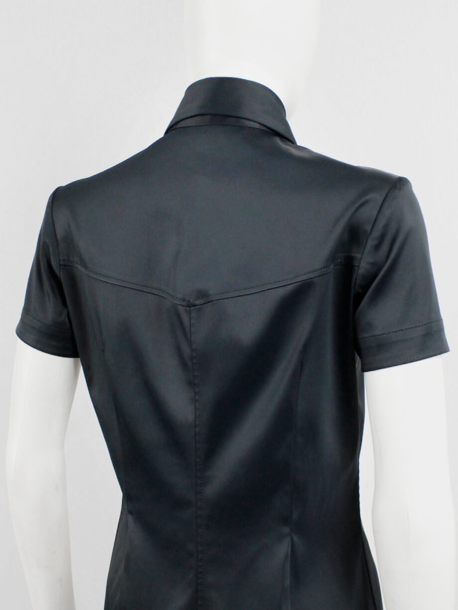 Lieve Van Gorp black short tailored shirtdress with high collar 1990s 90s (4)