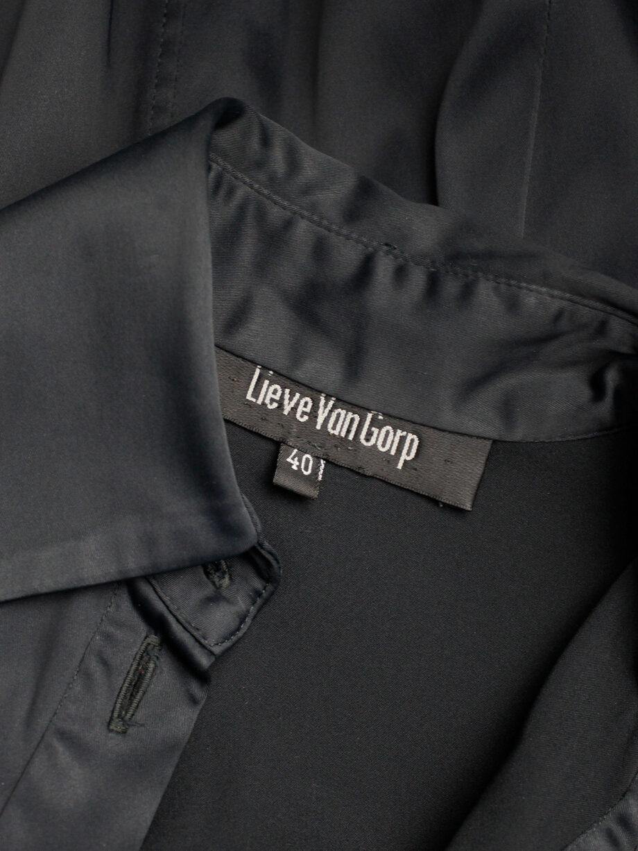 Lieve Van Gorp black short tailored shirtdress with high collar 1990s 90s (6)