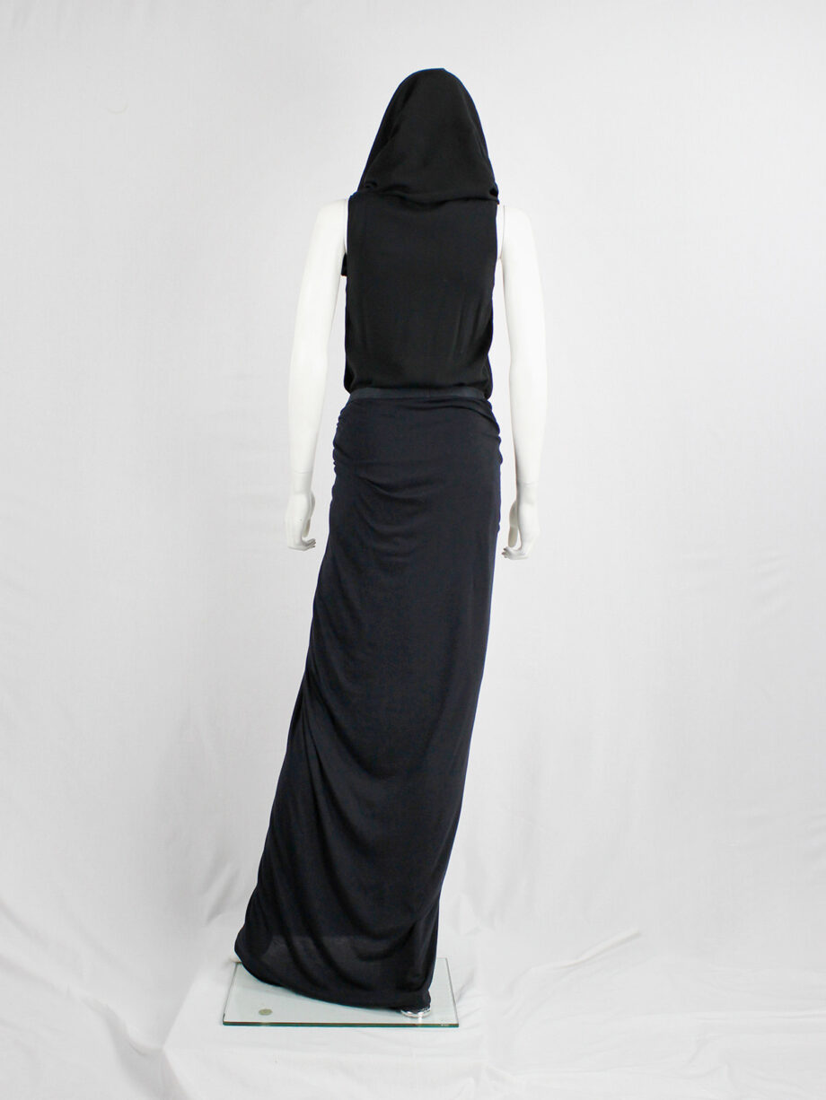 Rick Owens lilies black maxi skirt with fine pleated draping and front ties (4)