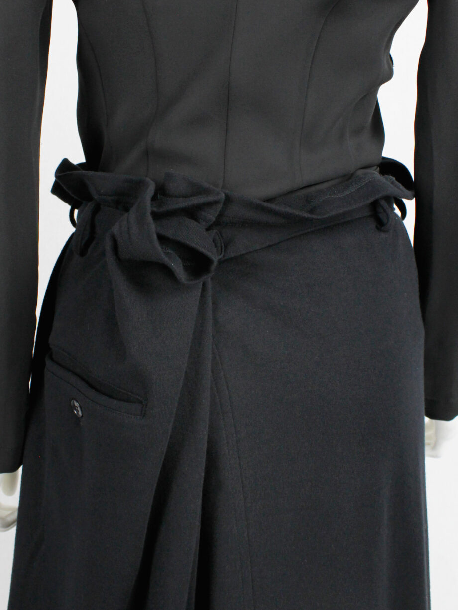 Y’s Yohji Yamamoto black maxi skirt with paperbag waist and gathered back pleat (1)
