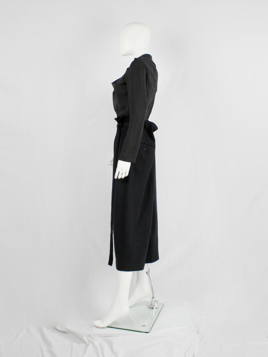 Y’s Yohji Yamamoto black maxi skirt with paperbag waist and gathered back pleat (13)