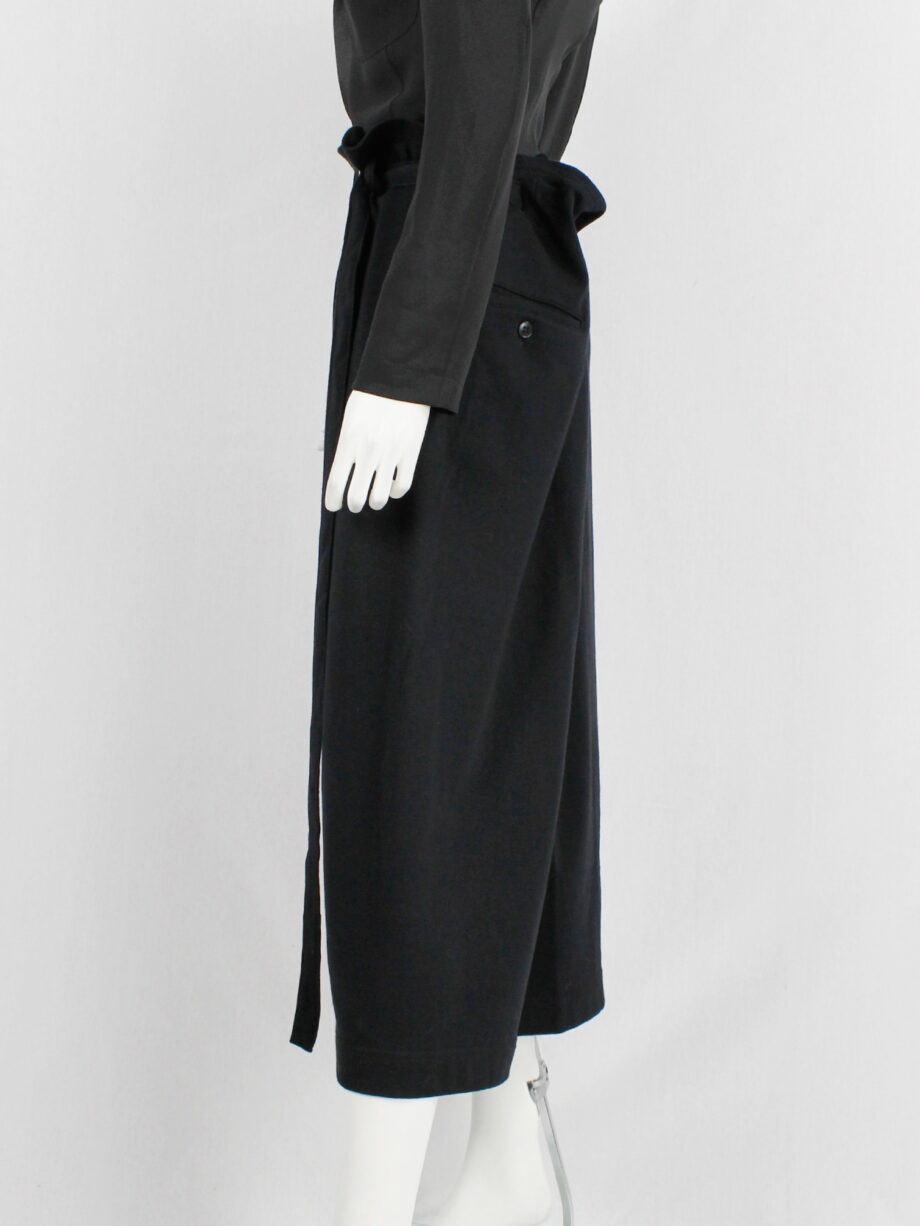 Y’s Yohji Yamamoto black maxi skirt with paperbag waist and gathered back pleat (14)