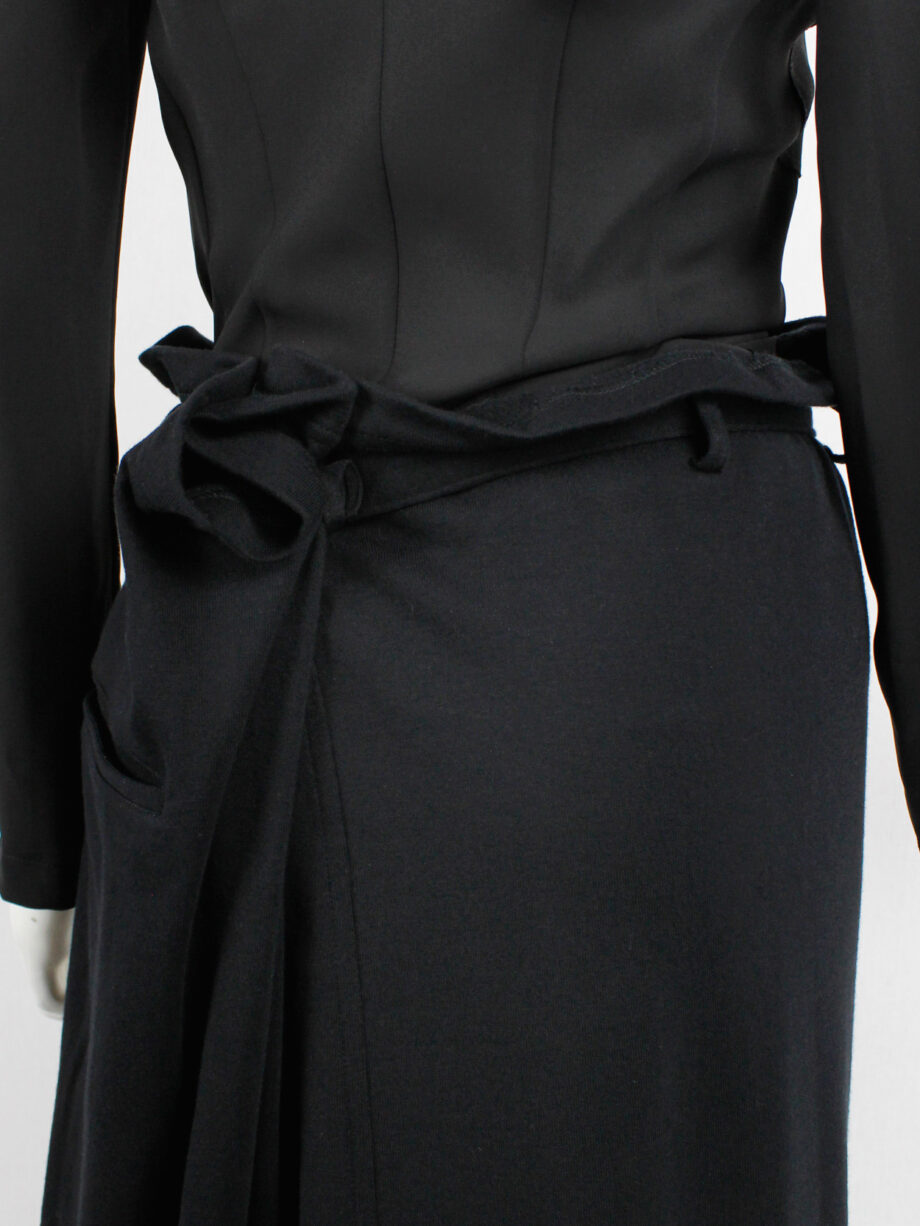 Y’s Yohji Yamamoto black maxi skirt with paperbag waist and gathered back pleat (3)