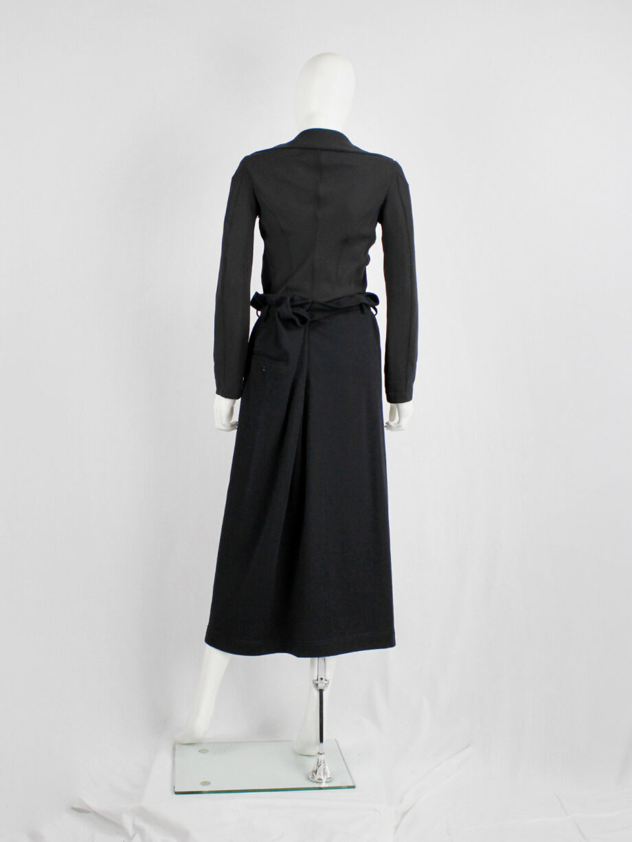 Y’s Yohji Yamamoto black maxi skirt with paperbag waist and gathered back pleat (4)