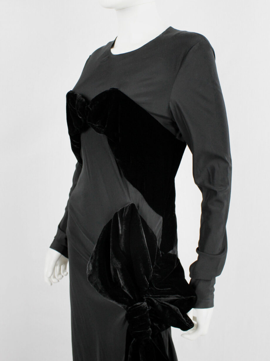 af Vandevorst black maxi dress with velvet bustier and unraveled bow fall 2017 couture (10)