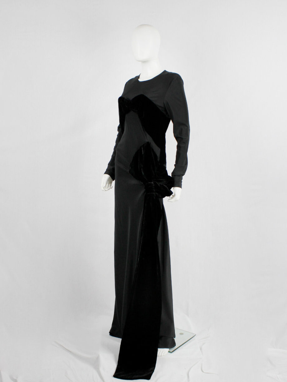 af Vandevorst black maxi dress with velvet bustier and unraveled bow fall 2017 couture (12)
