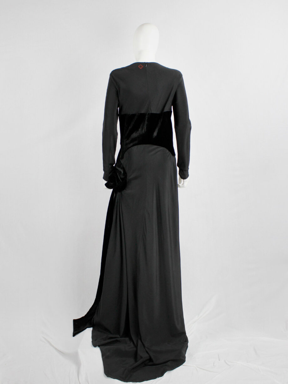 af Vandevorst black maxi dress with velvet bustier and unraveled bow fall 2017 couture (13)