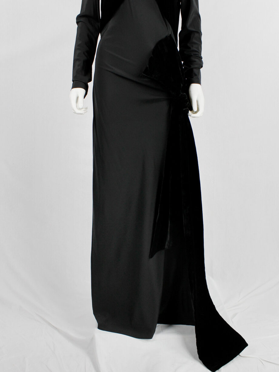 af Vandevorst black maxi dress with velvet bustier and unraveled bow fall 2017 couture (5)
