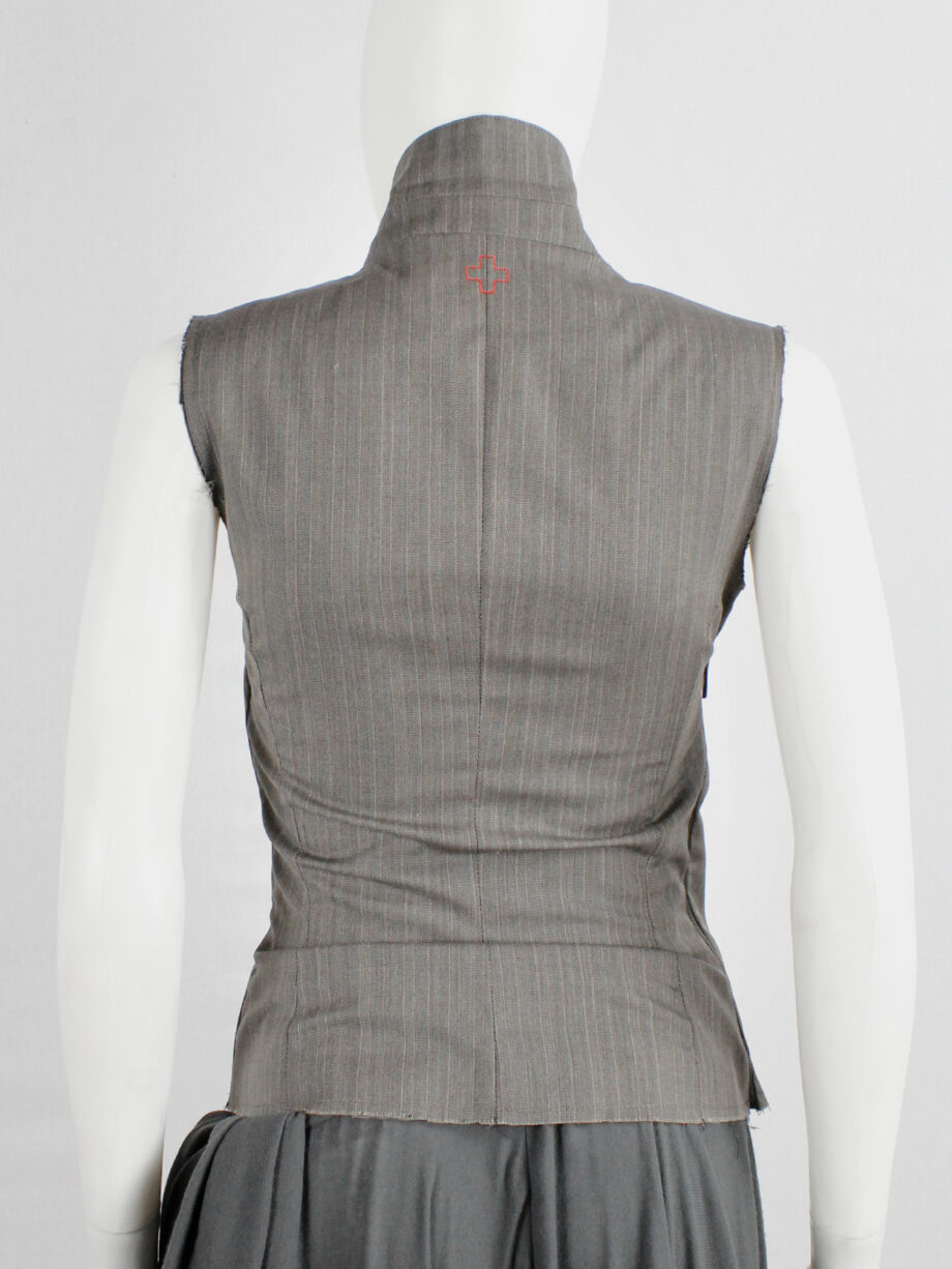 af Vandevorst brown pinstripe vest designed after a deconstructed men’s blazer fall 2016 (1)