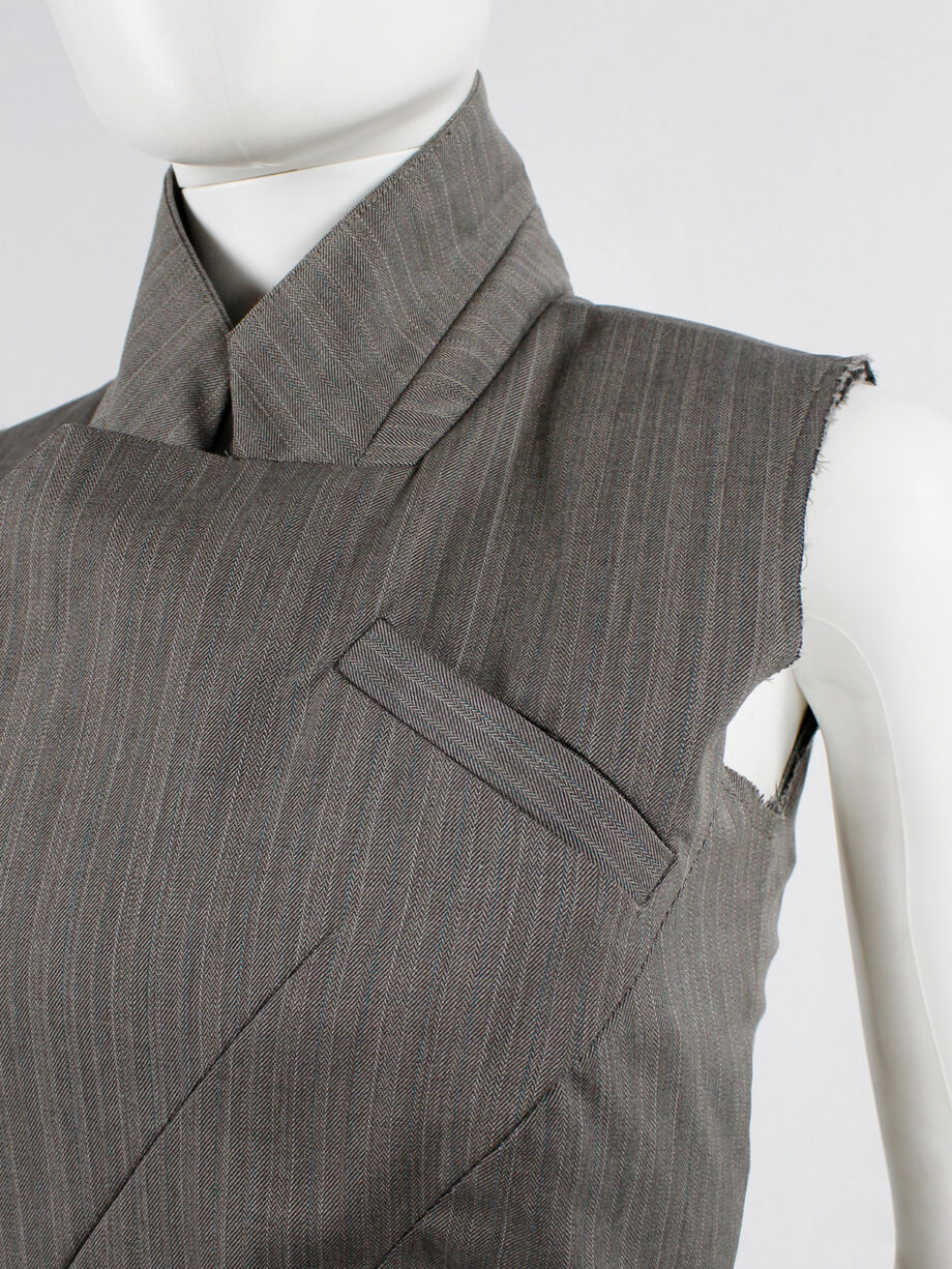 af Vandevorst brown pinstripe vest designed after a deconstructed men’s blazer fall 2016 (13)