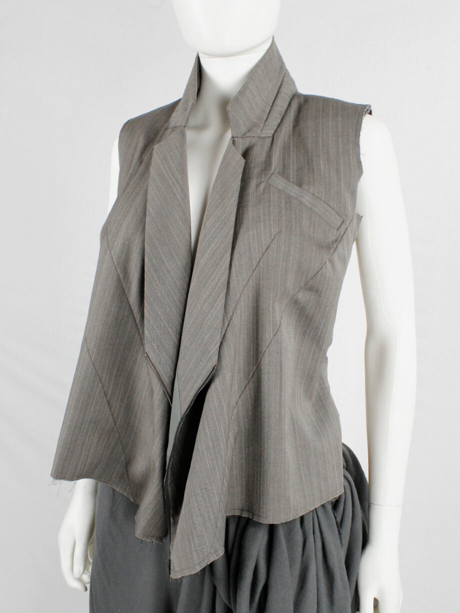 af Vandevorst brown pinstripe vest designed after a deconstructed men’s blazer fall 2016 (8)