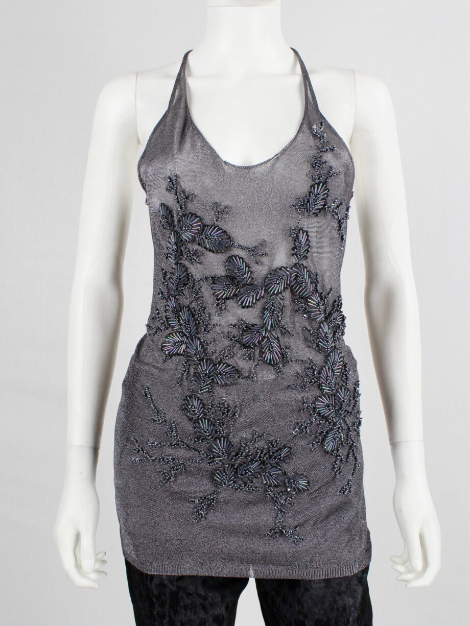 af Vandevorst purple woven tanktop with sequin embroidered branches and leaves (8)