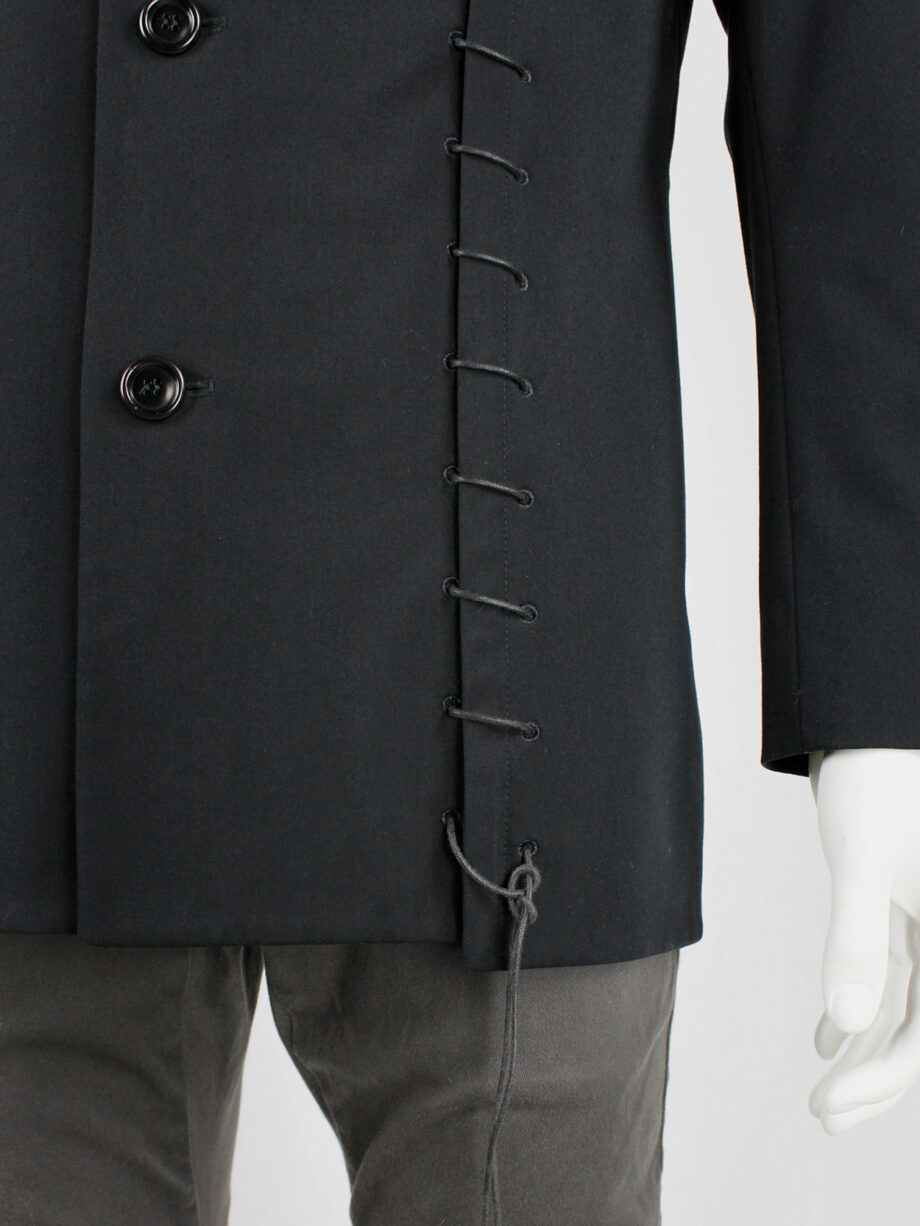 vaniitas Lieve Van Gorp black tailored blazer with two laced up front slits spring 2000 (16)