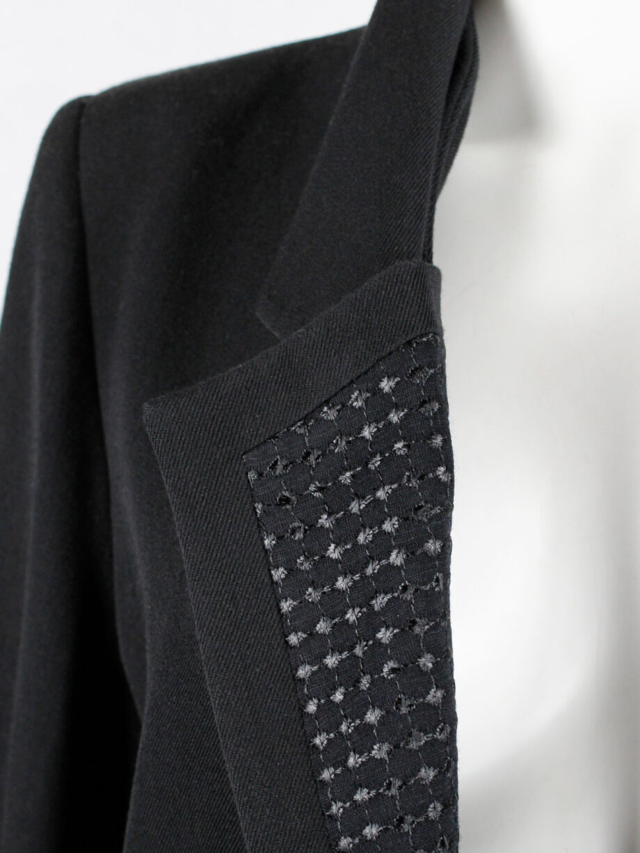 vintage Ann Demeulemeester black blazer with embroidered detacheable lapels spring 2015 (12)