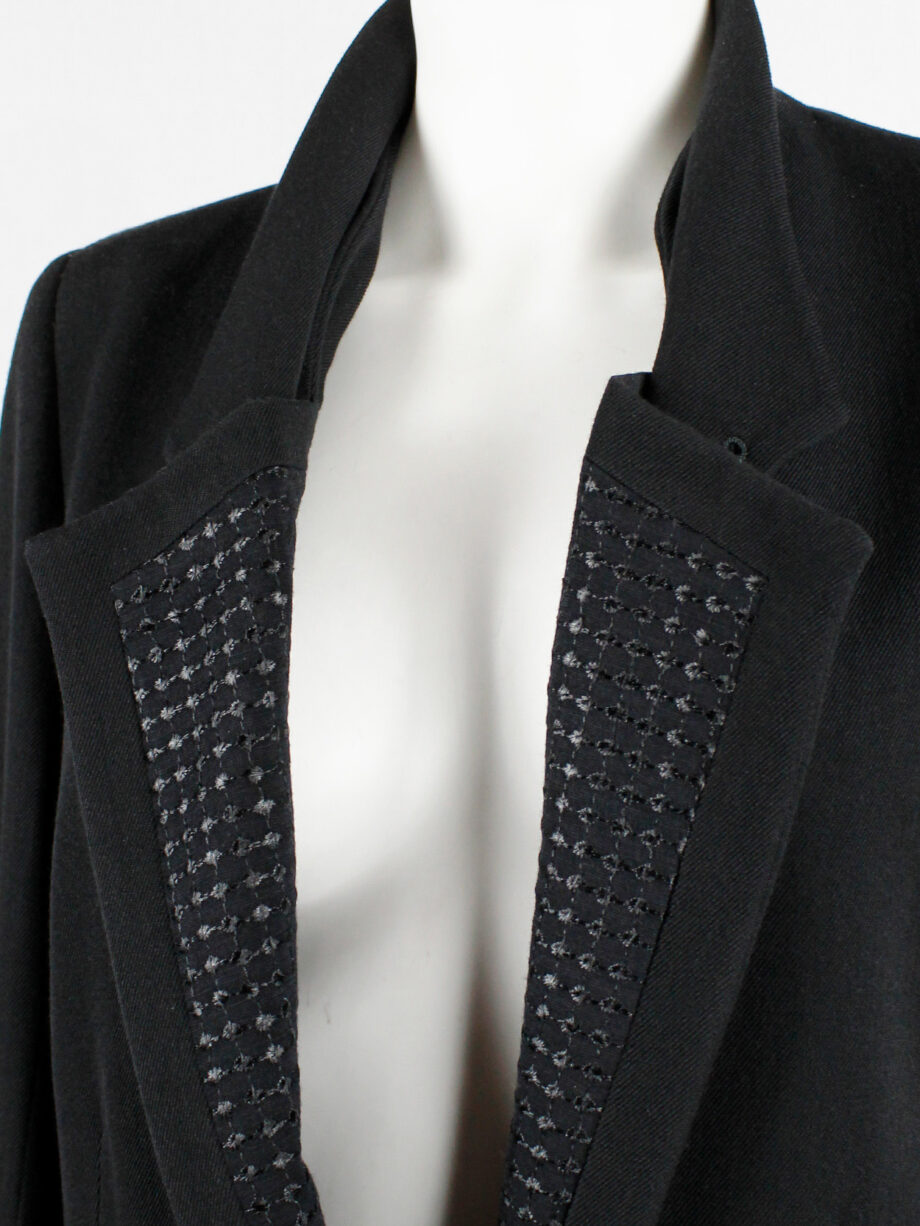 vintage Ann Demeulemeester black blazer with embroidered detacheable lapels spring 2015 (13)