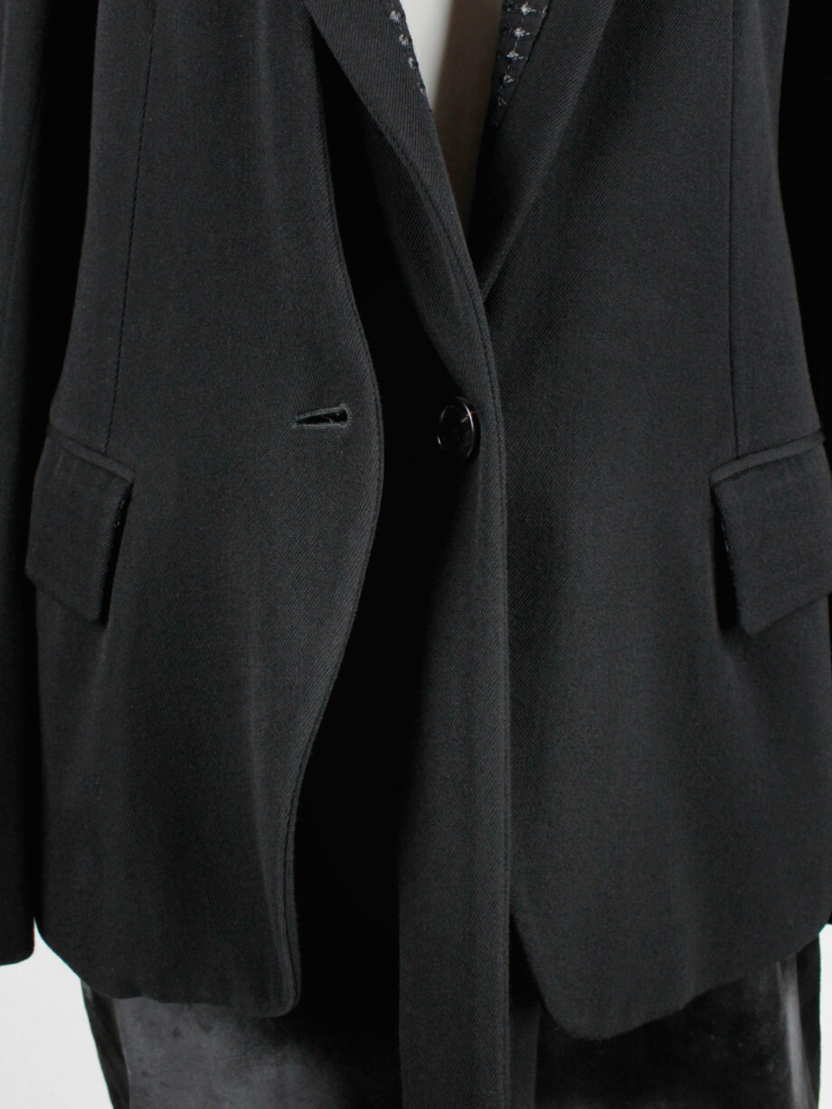 vintage Ann Demeulemeester black blazer with embroidered detacheable lapels spring 2015 (14)