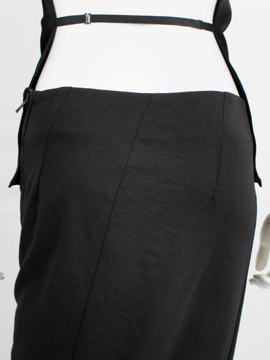vintage Ann Demeulemeester black maxi skirt with diagonal zipper and adjustable slit fall 2012 (1)