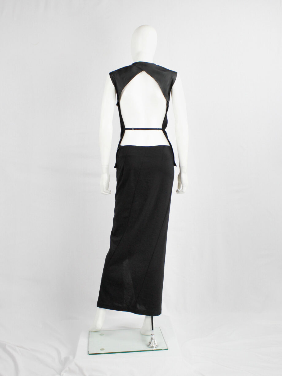 vintage Ann Demeulemeester black maxi skirt with diagonal zipper and adjustable slit fall 2012 (3)