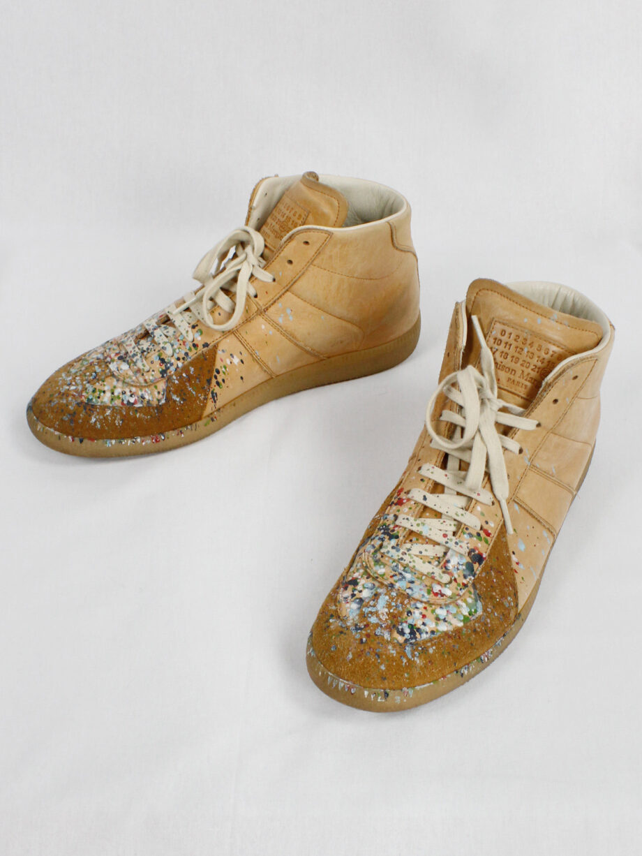 vintage Maison Margiela orange high top sneakers with paint splatters (47)