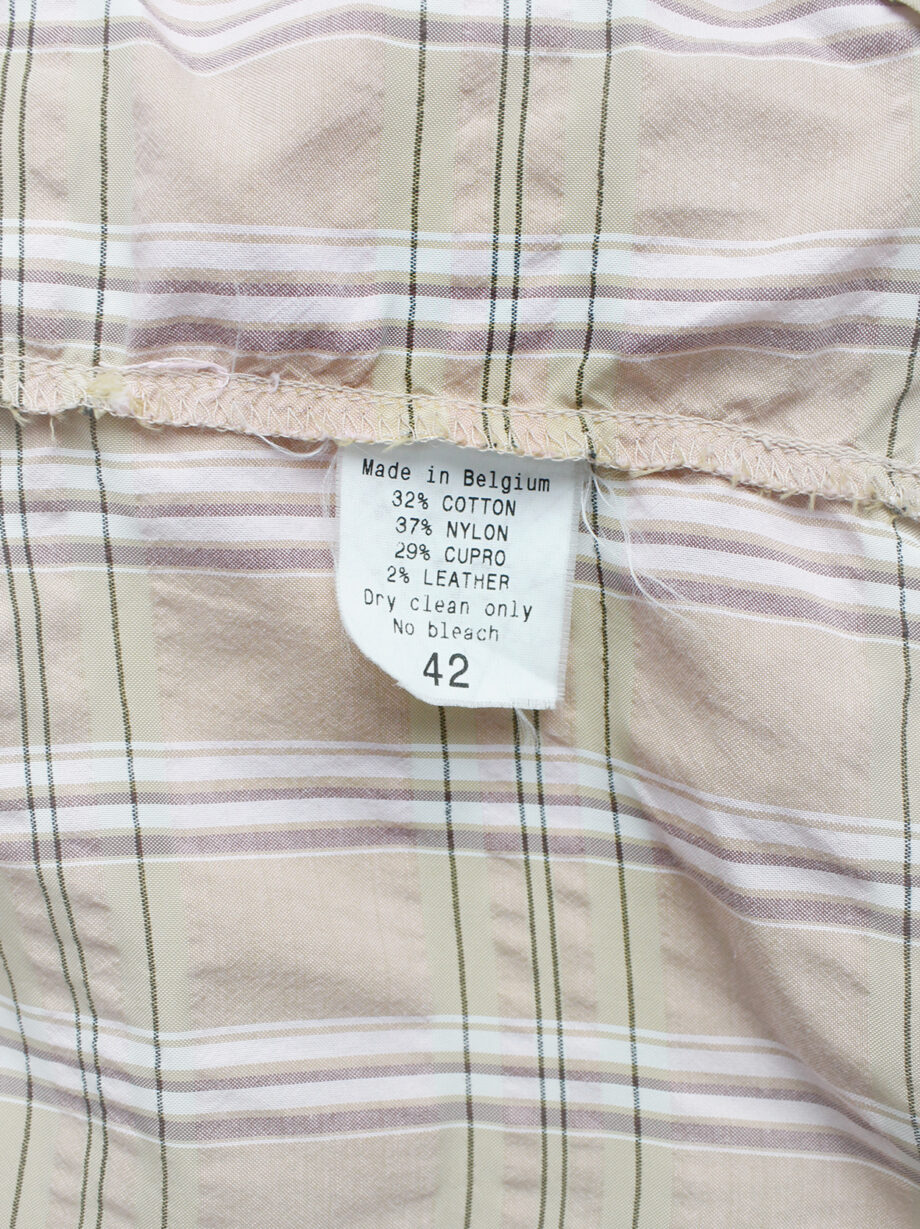 A.F. Vandevorst pink tartan shirt with separate sleeves attached by leather straps spring 2001 (5)