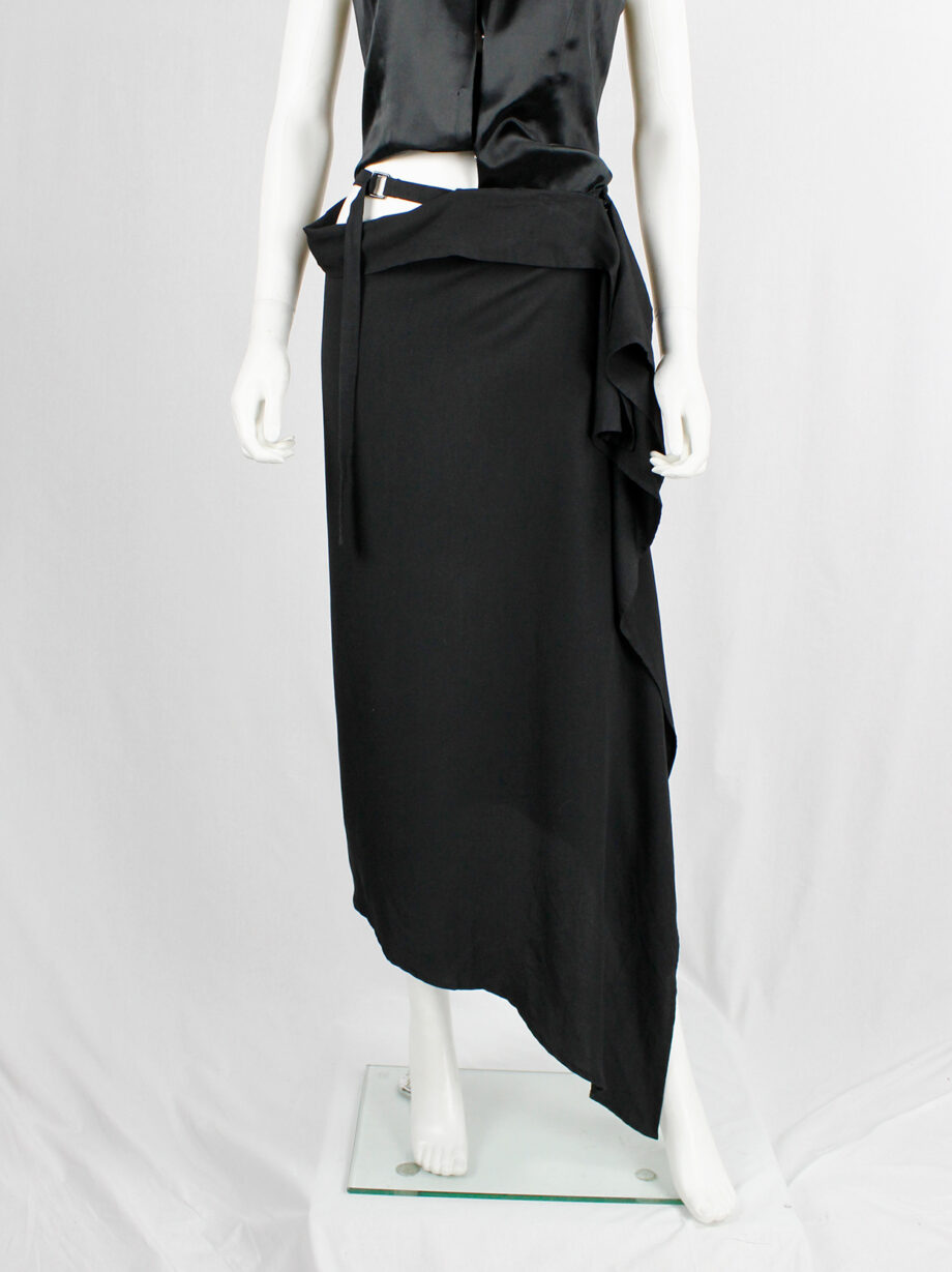 Ann Demeulemeester black asymmetric draped skirt with belted waist spring 2004 (1)