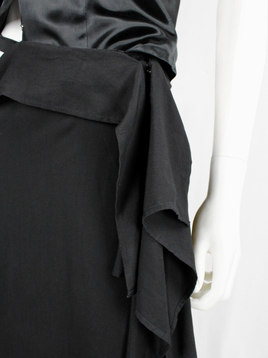 Ann Demeulemeester black asymmetric draped skirt with belted waist spring 2004 (10)