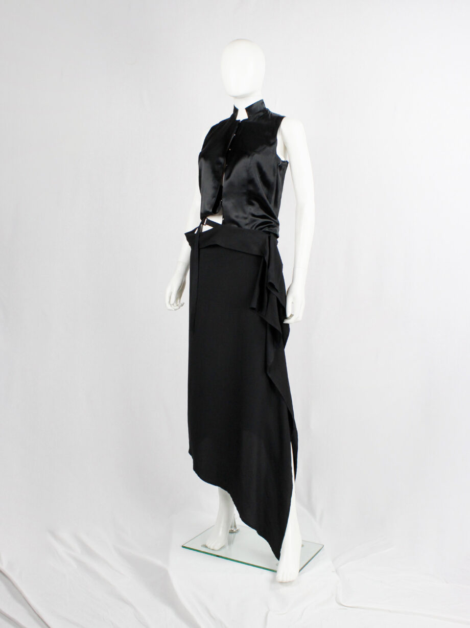 Ann Demeulemeester black asymmetric draped skirt with belted waist spring 2004 (12)