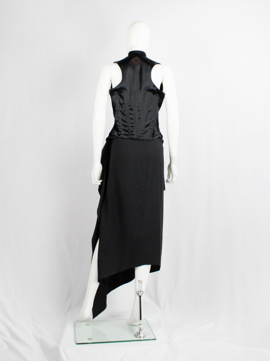 Ann Demeulemeester black asymmetric draped skirt with belted waist spring 2004 (13)