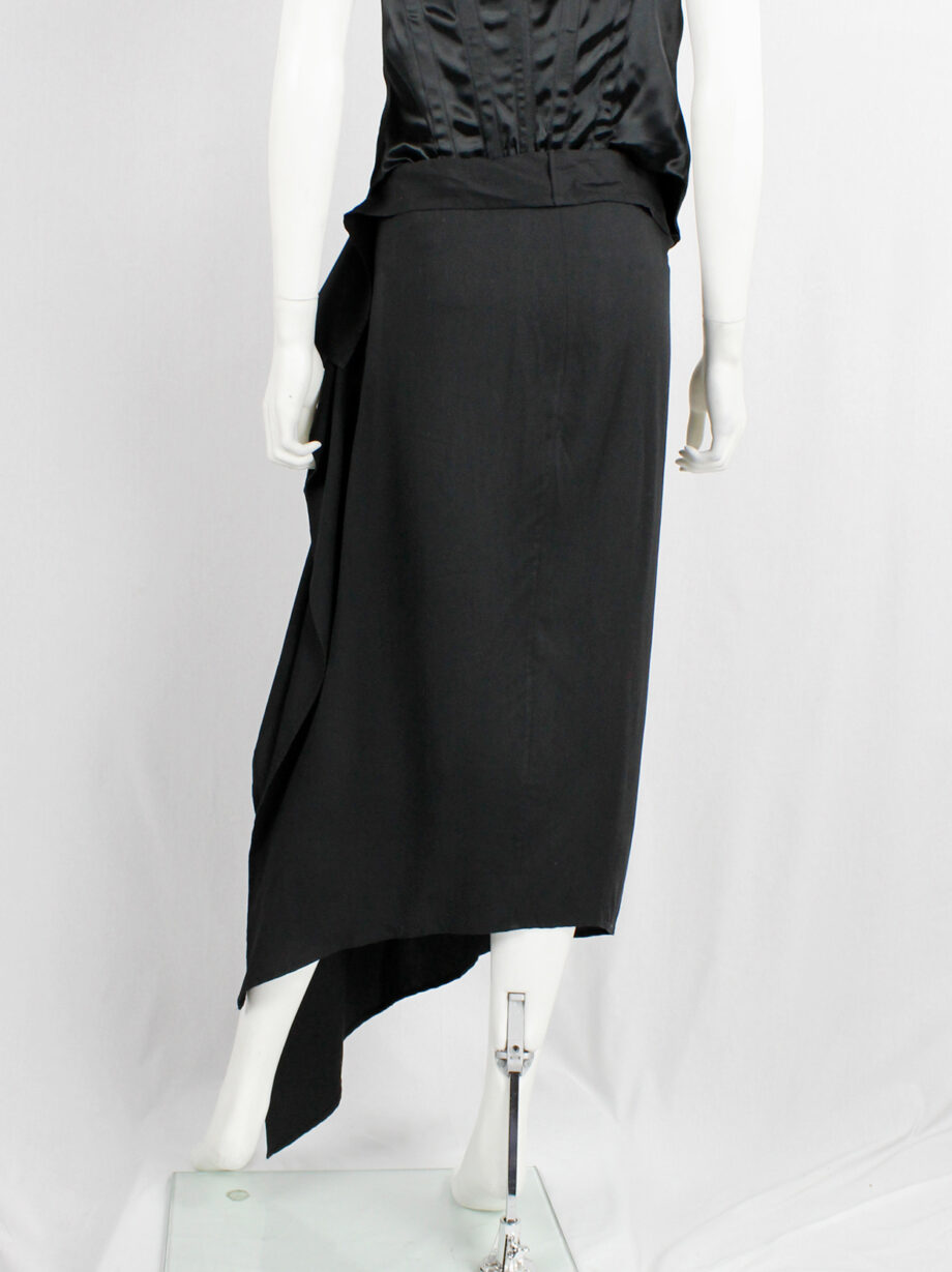 Ann Demeulemeester black asymmetric draped skirt with belted waist spring 2004 (14)