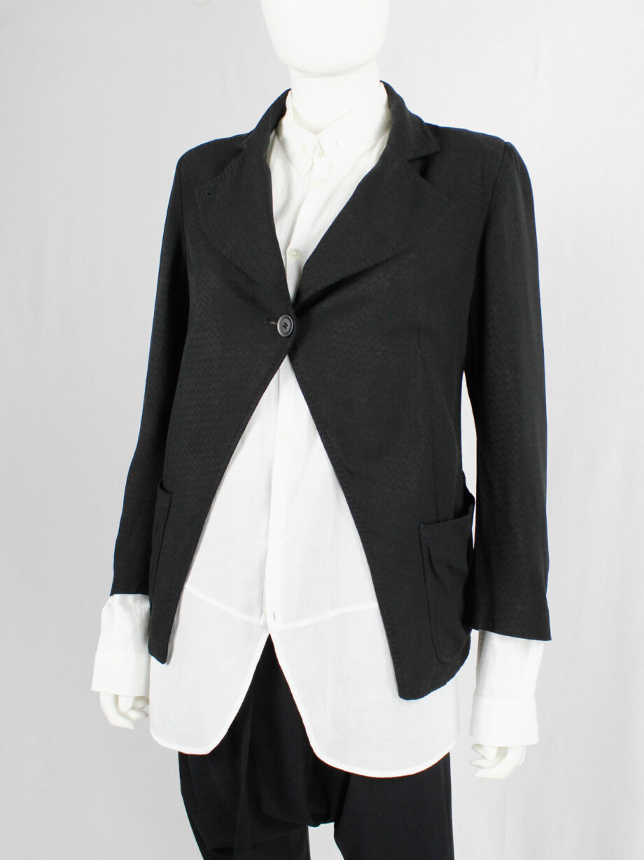 Ann Demeulemeester black cutaway blazer with cropped sleeves spring 1994 (13)