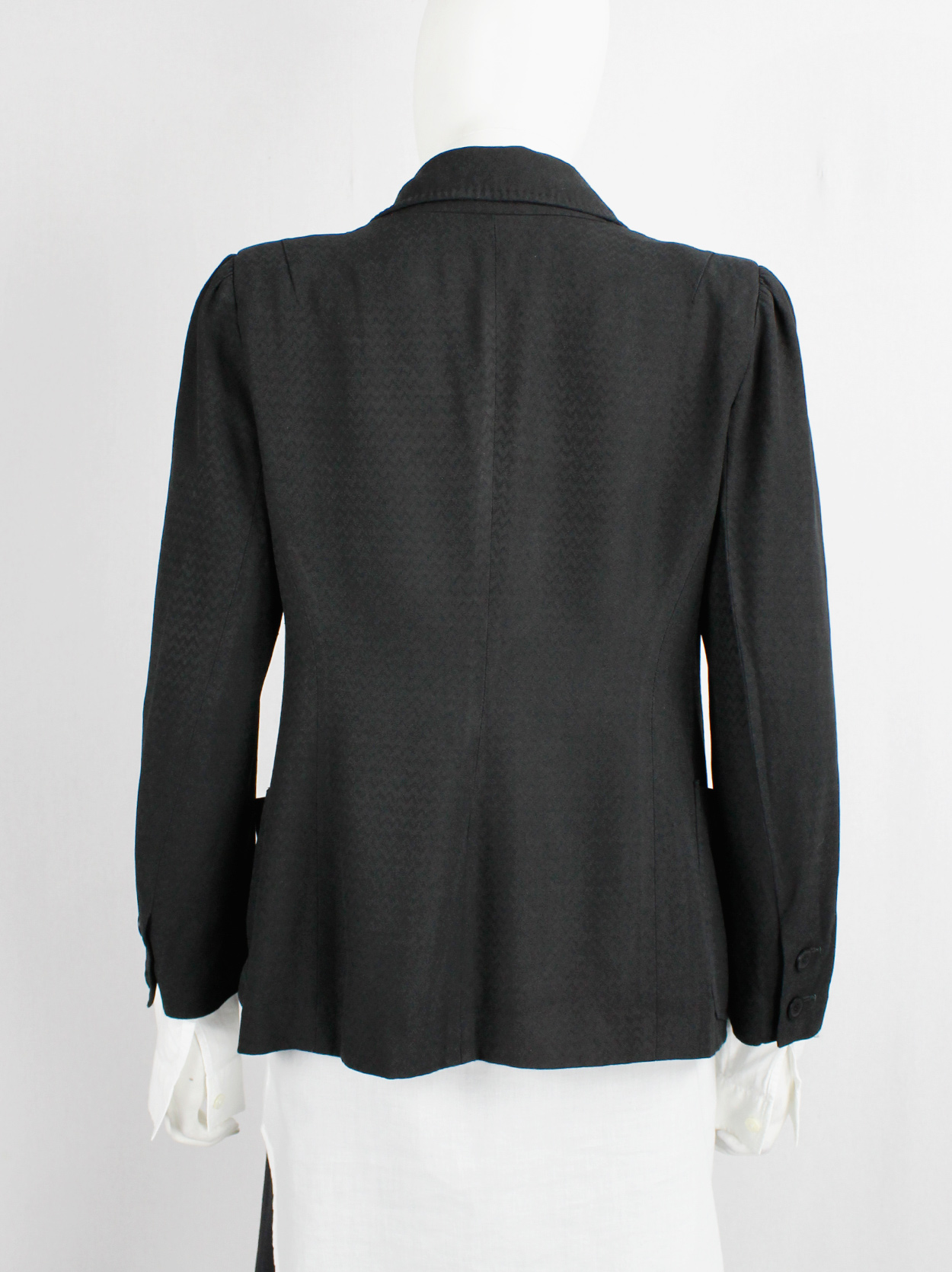 Ann Demeulemeester black cutaway blazer with cropped sleeves — fall ...
