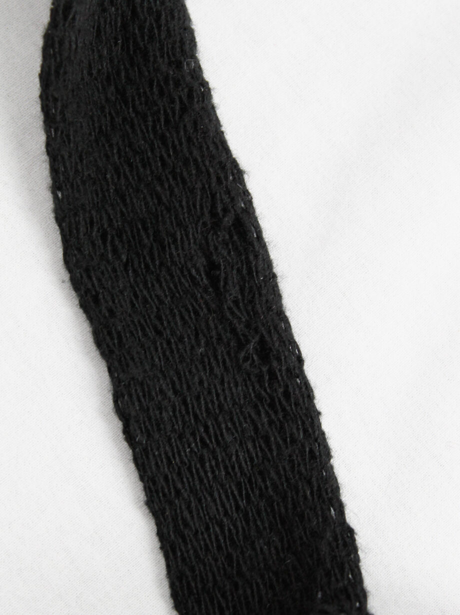 Ann Demeulemeester black long knit scarf with leather tassels (8)
