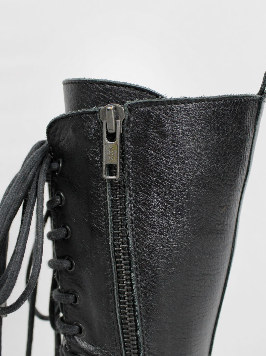 Ann Demeulemeester black tall triple lace boots with low heel fall 2008 (14)