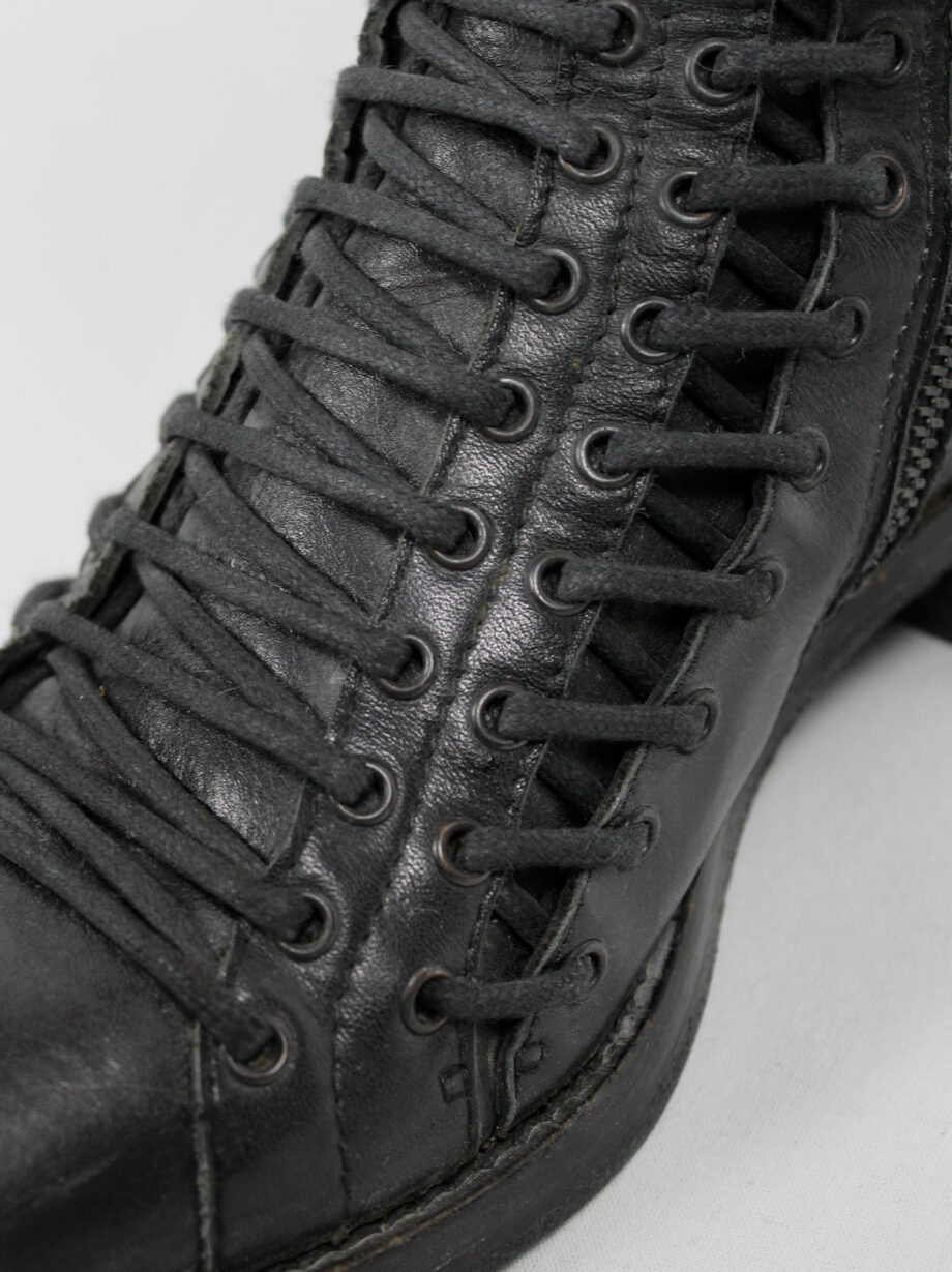 Ann Demeulemeester black tall triple lace boots with low heel fall 2008 (19)