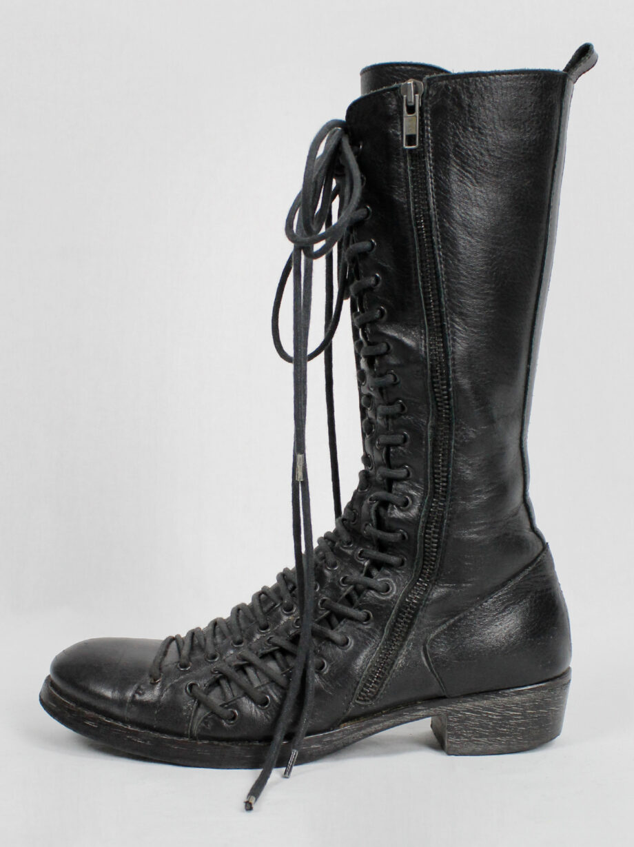 Ann Demeulemeester black tall triple lace boots with low heel fall 2008 (22)