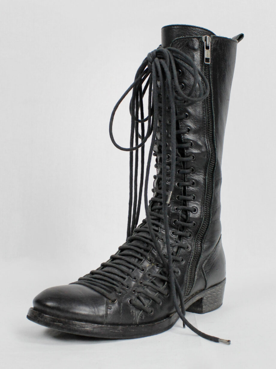 Ann Demeulemeester black tall triple lace boots with low heel fall 2008 (23)