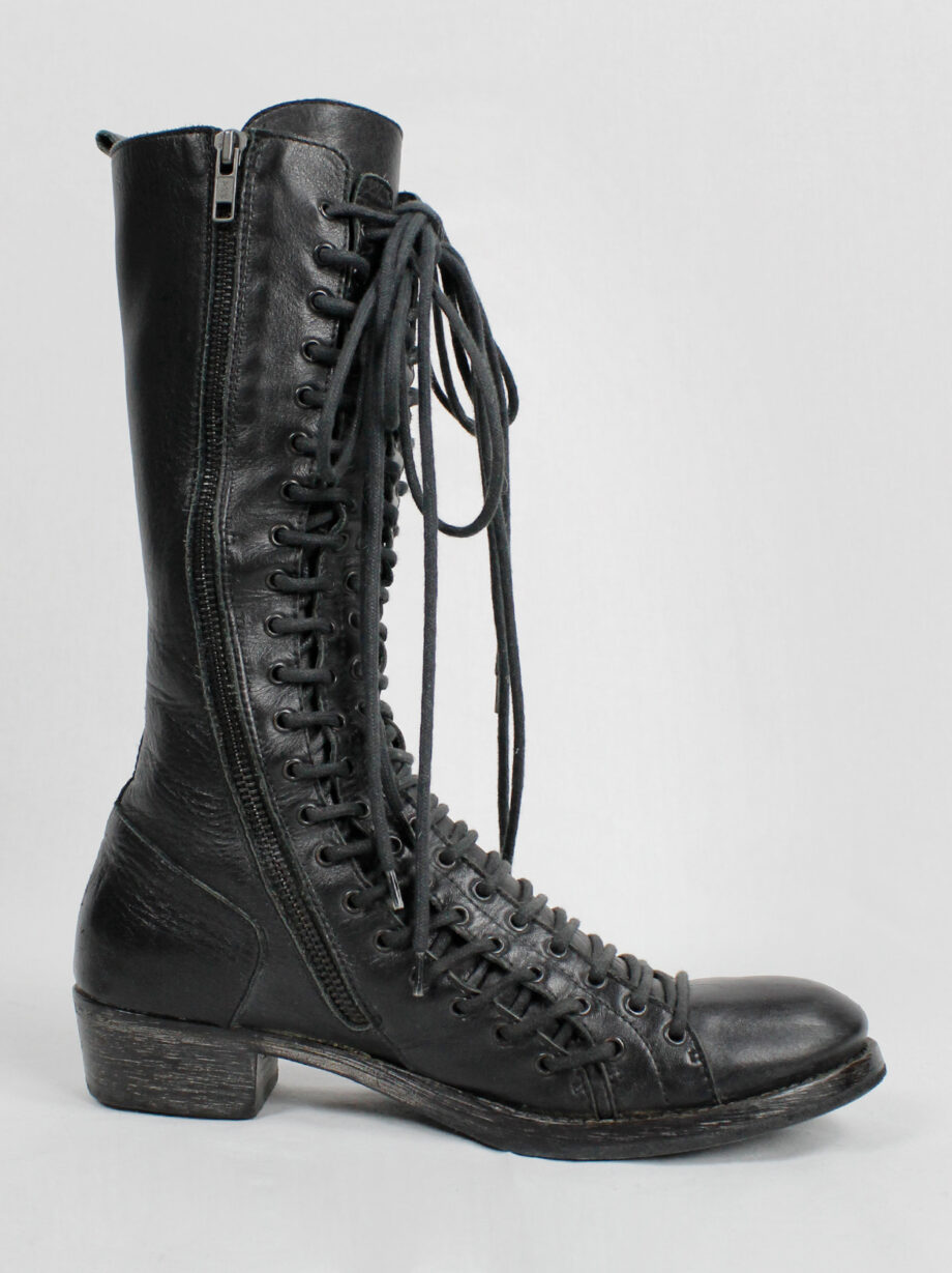 Ann Demeulemeester black tall triple lace boots with low heel fall 2008 (26)