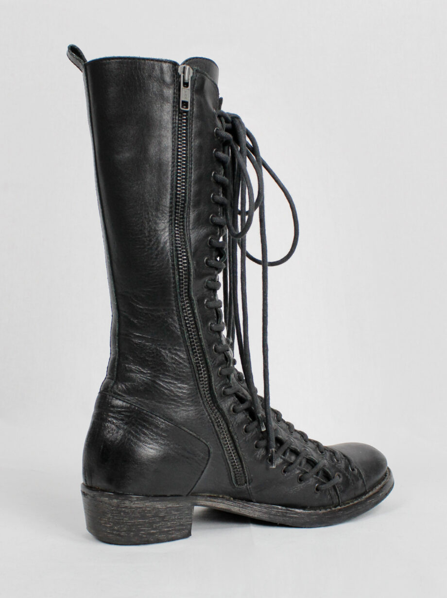 Ann Demeulemeester black tall triple lace boots with low heel fall 2008 (27)