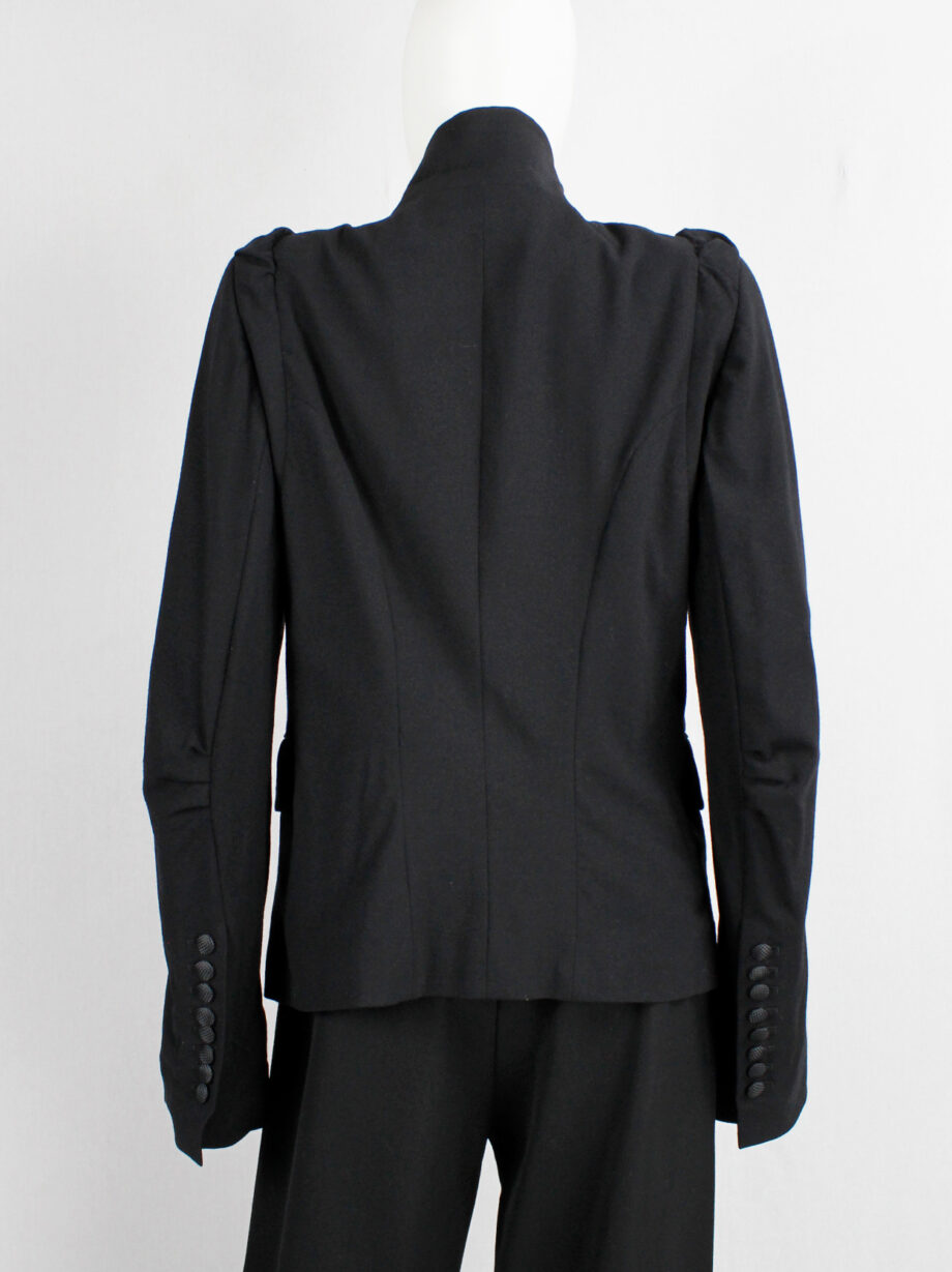 Ann Demeulemeester dark blue victorian blazer with front ruching and woven buttons (15)