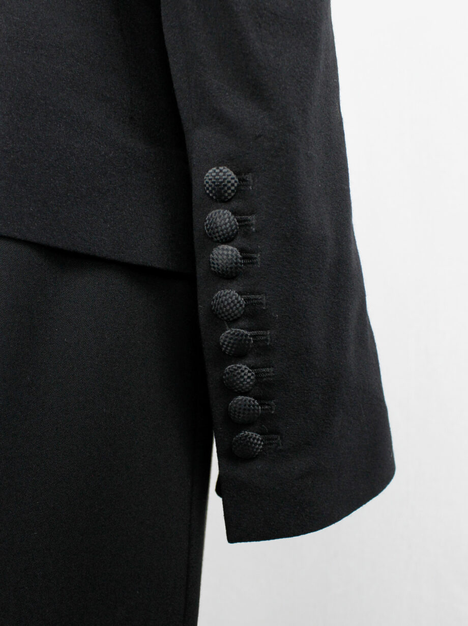 Ann Demeulemeester dark blue victorian blazer with front ruching and woven buttons (16)